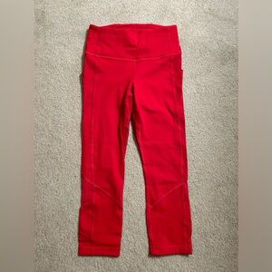 Bright red lululemon leggings, size 4